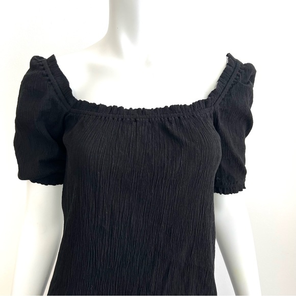 Reformation Jeans Women’s Black Puff Sleeve Mini Dress Small Cotton - Picture 2 of 10
